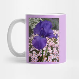 Iris Flower Indigo Blue with pink Daisies Mug